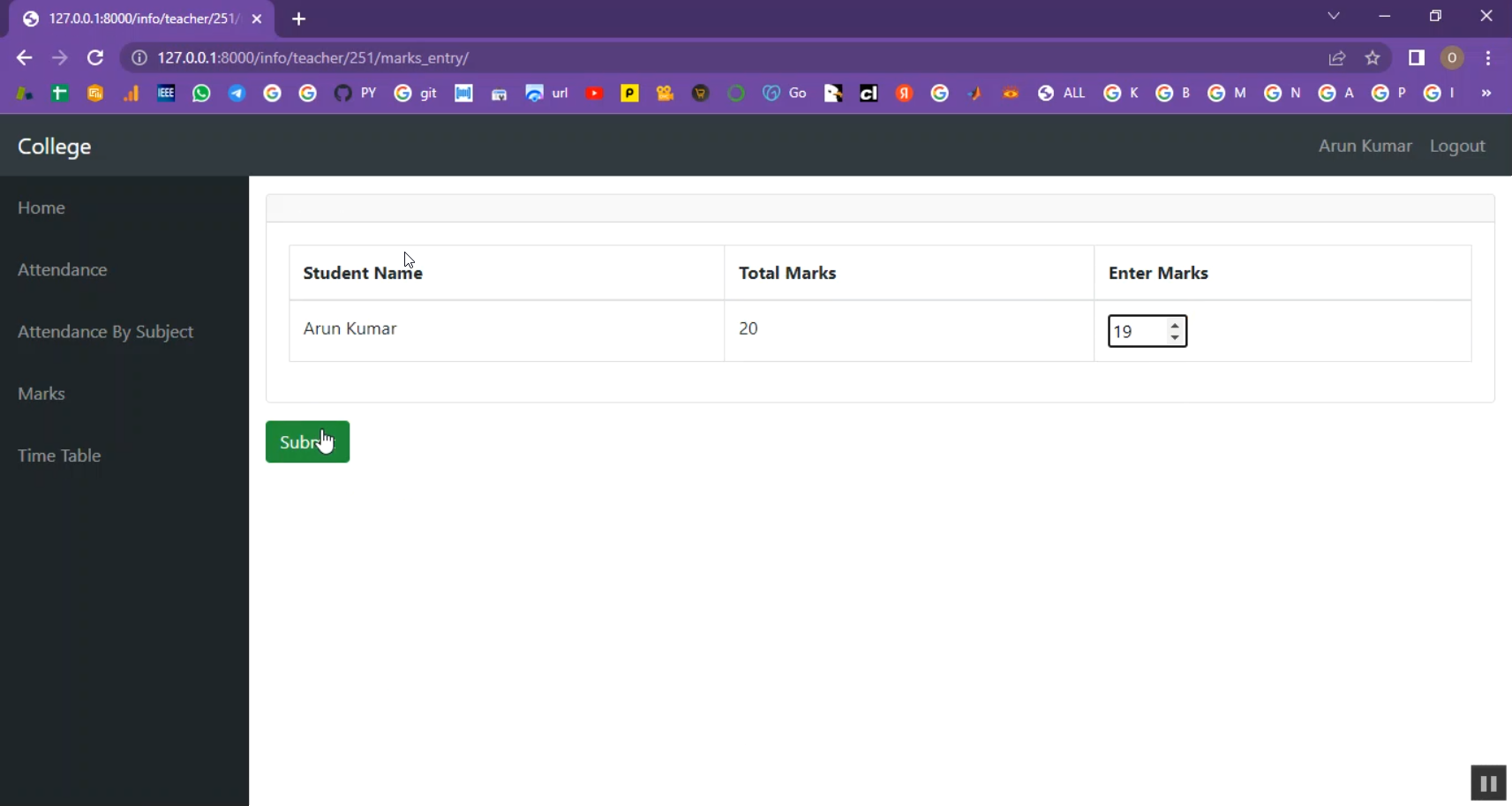 Student Attendance Management System in Django Python