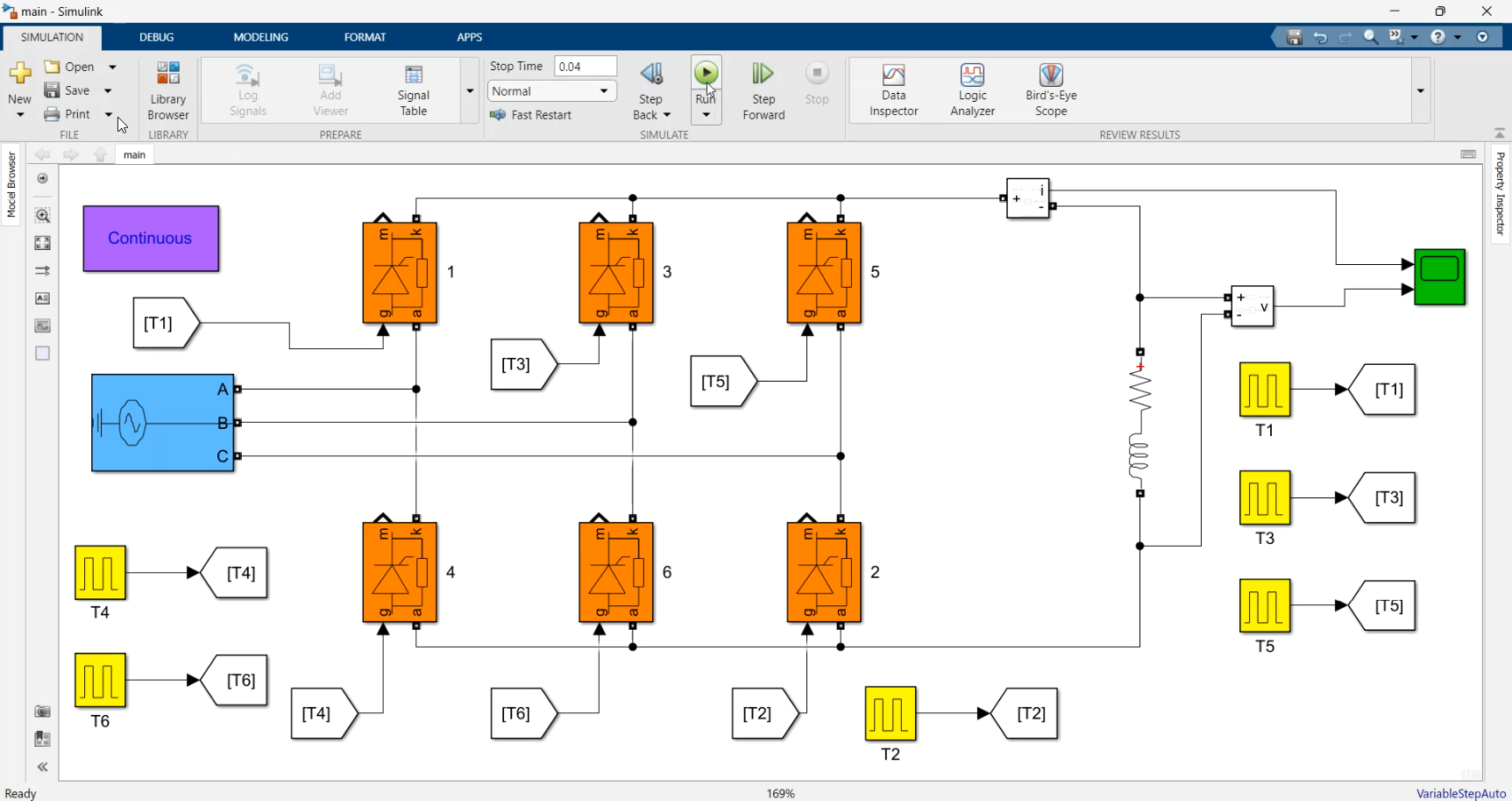Simulation of 6 Pulse Rectifier