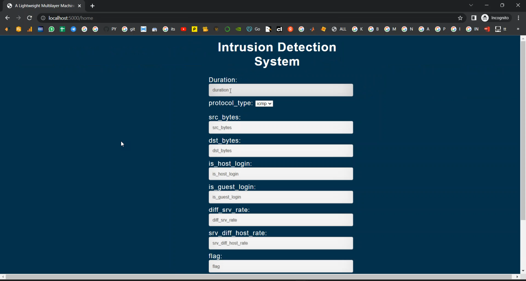 Intrusion Detection Flask App in Python Projects