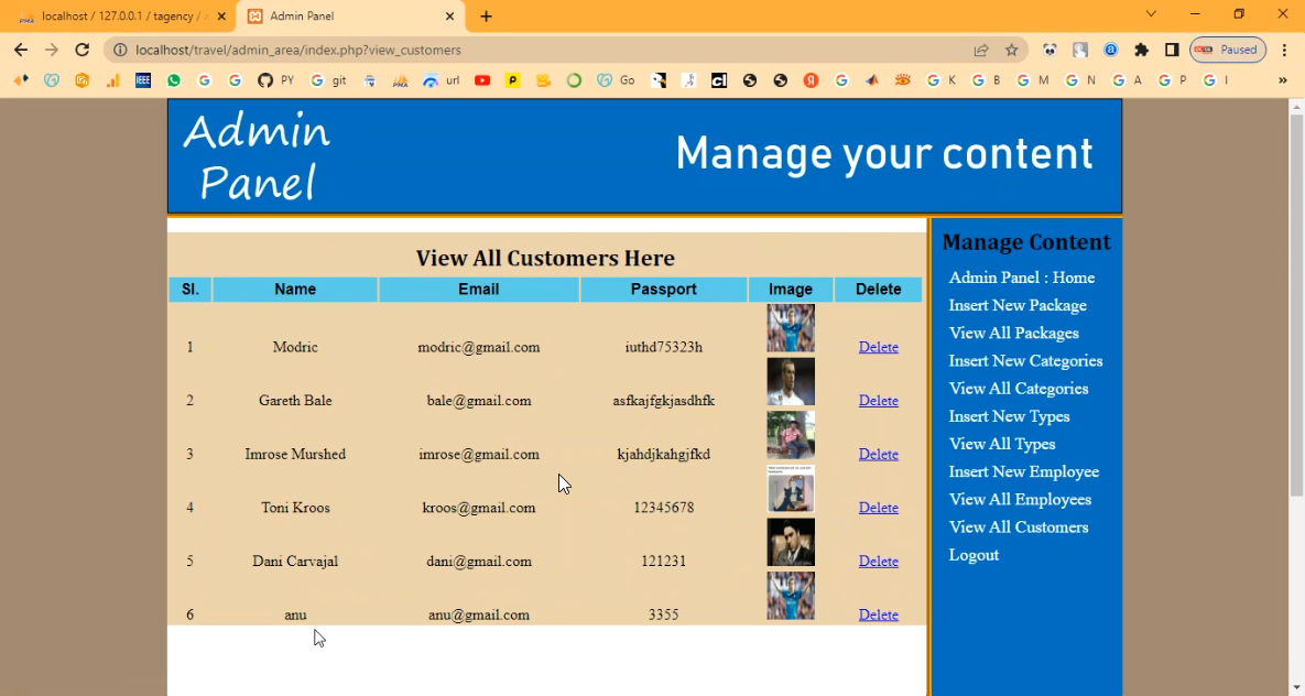 Travel Agency Management System in PHP Application Projects