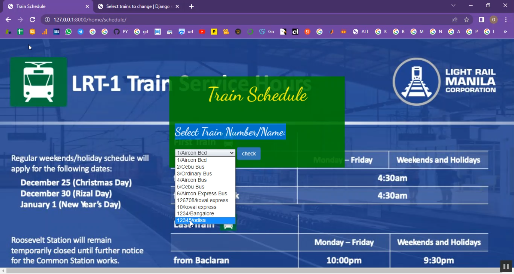 Railway System in Django Python