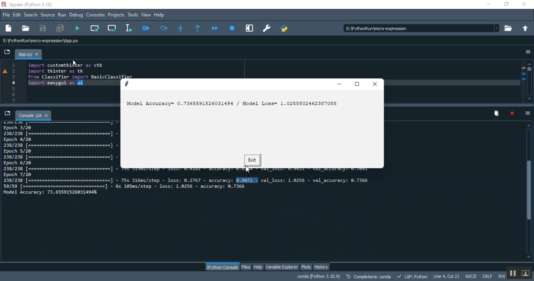 Micro Data Based expression Prediction TKinter in Python Projects