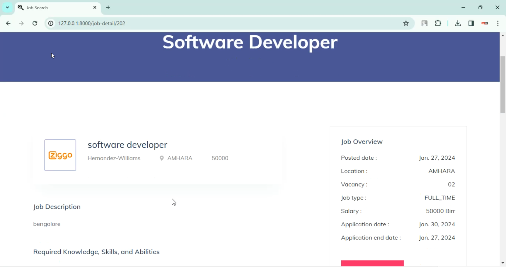 Online Job Portal in Django Python in Django Python