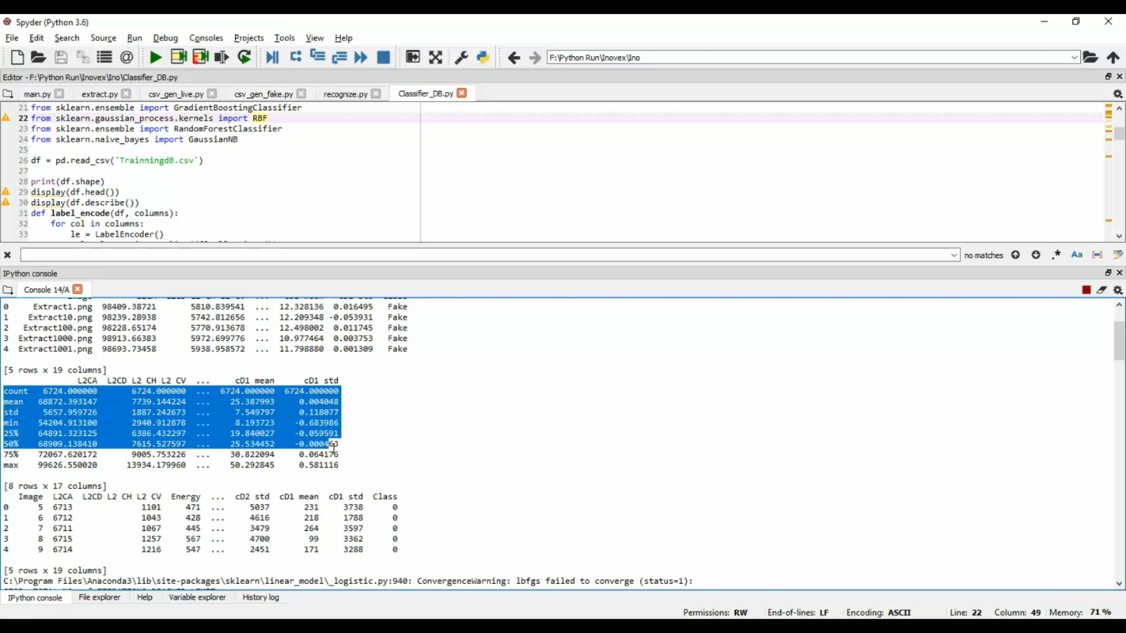 Finger Print Detection ML Classification in Python Projects