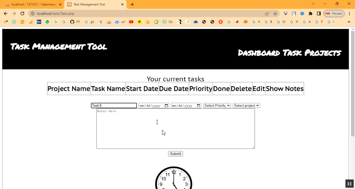 Task Tool Management System in PHP Application Projects