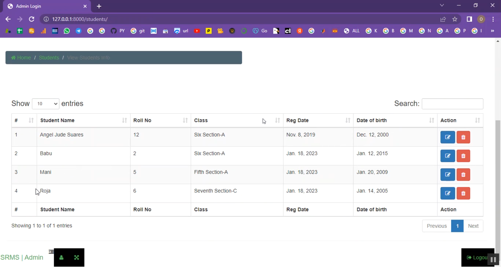 Students Information System in Django Python