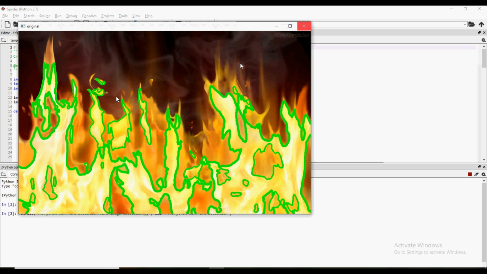 Fire Detection GUI Console in Python Projects