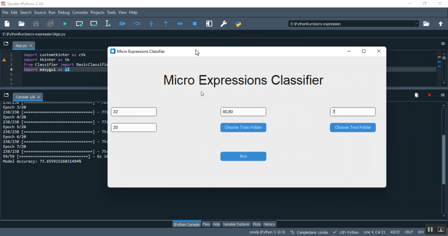 Micro Data Based expression Prediction TKinter in Python Projects