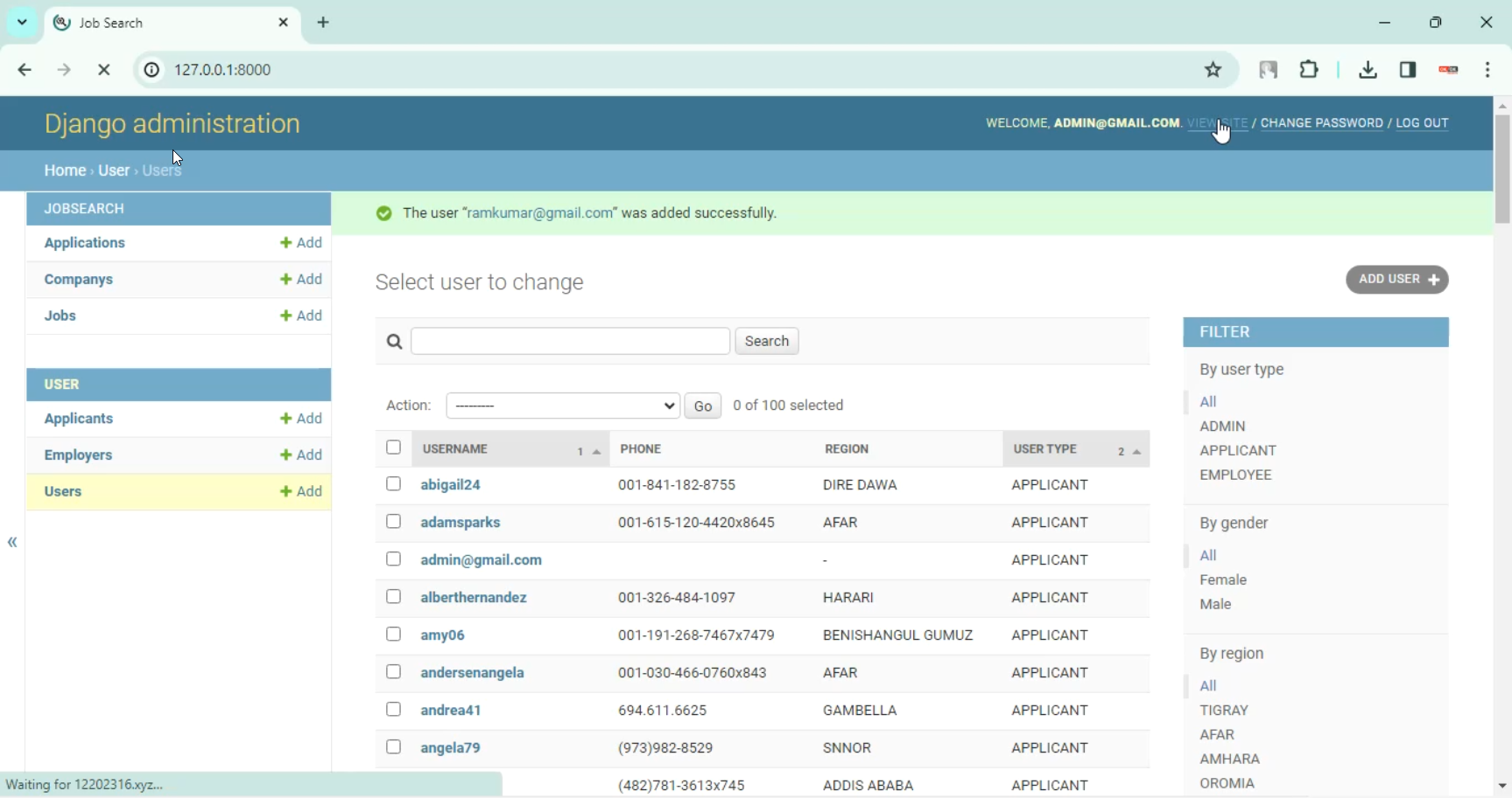 Online Job Portal in Django Python in Django Python