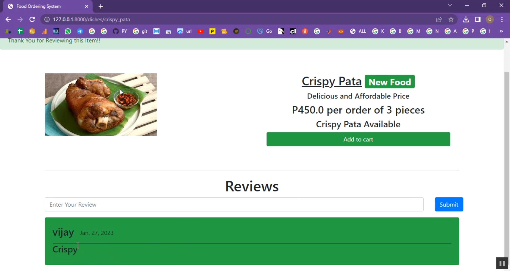 Food Ordering in Django Python