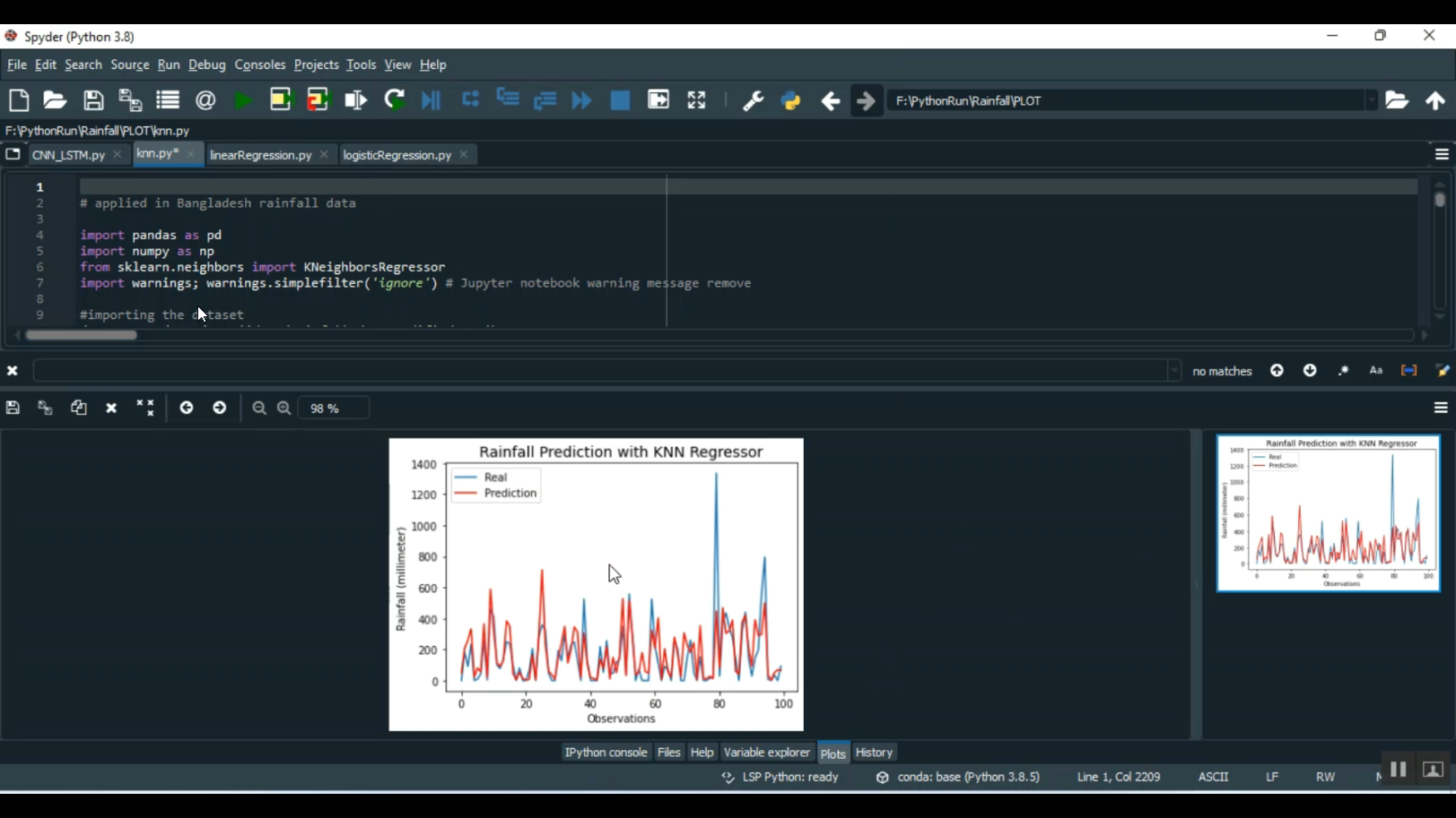 Rain Fall Detection Using CNN LSTM in Python Projects