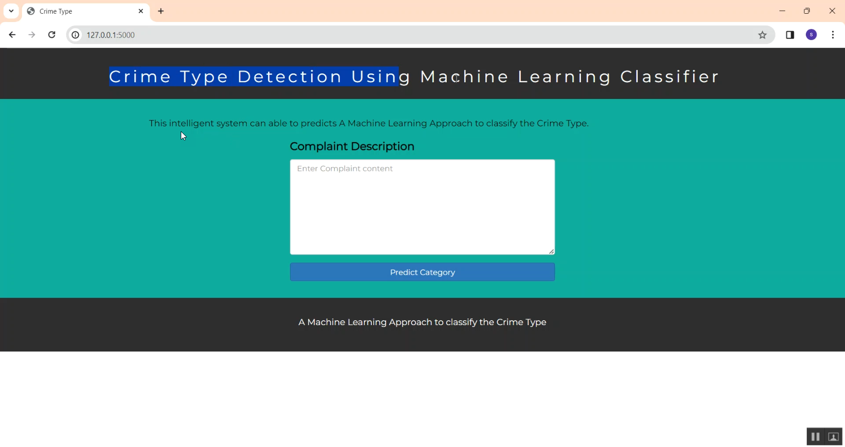 Crime Type Detection Using ML Classifier in Python Projects