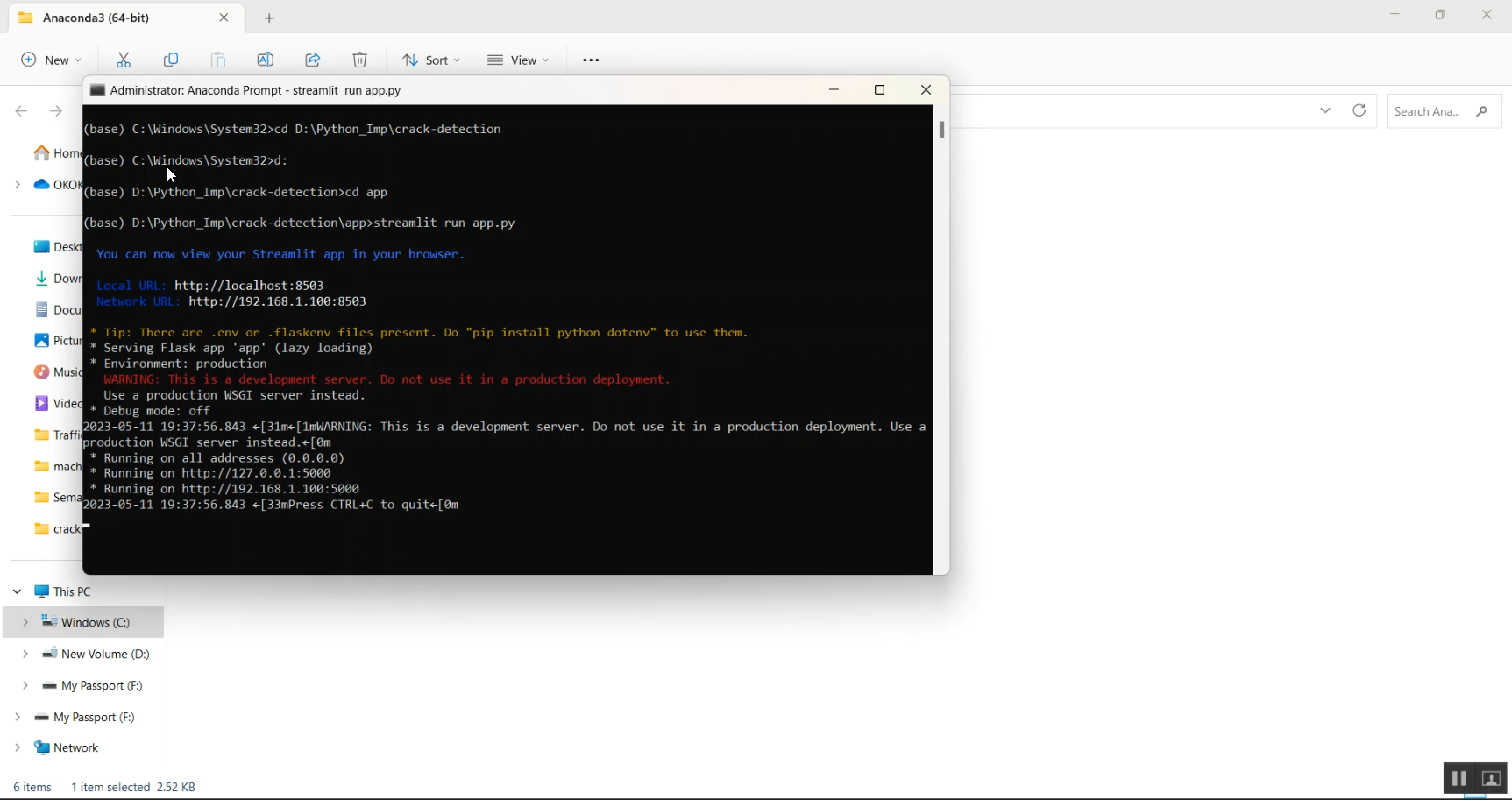 Crack detection Using CNN Streamlit in Python Projects