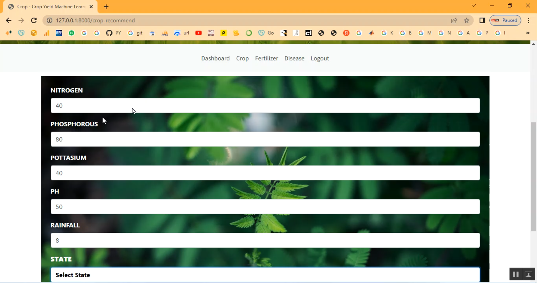 Crop Yield Fertilizer Leaf Disease in Python Projects