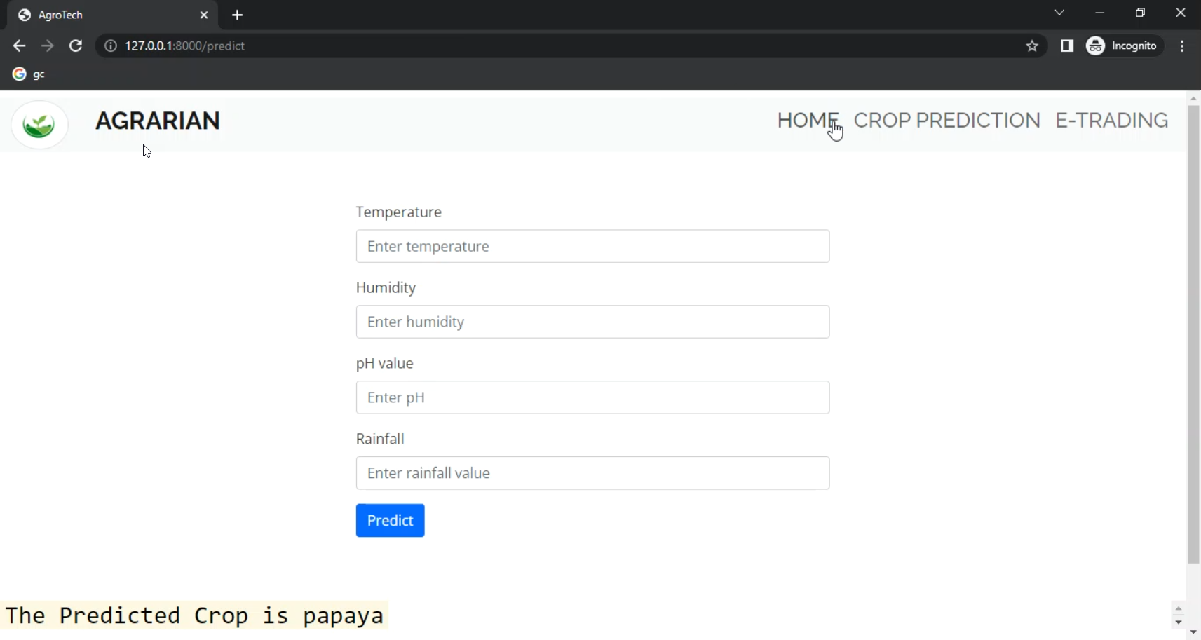 Crop Prediction System in Django Python