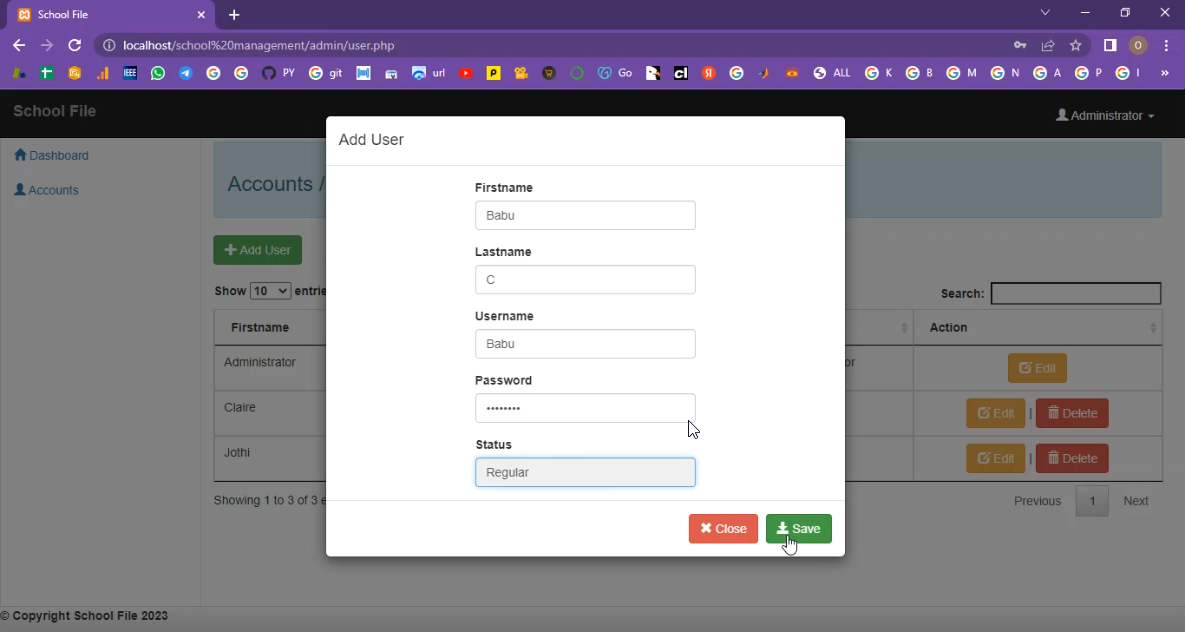 School Student Record File Management System in PHP Application Projects
