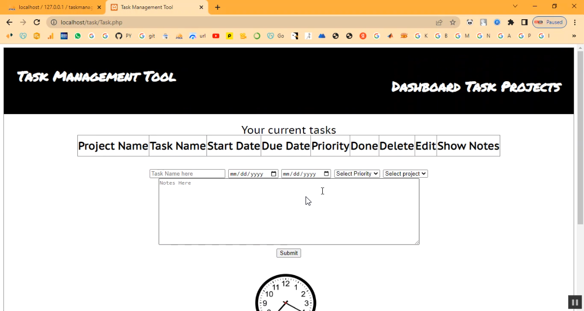 Task Tool Management System in PHP Application Projects