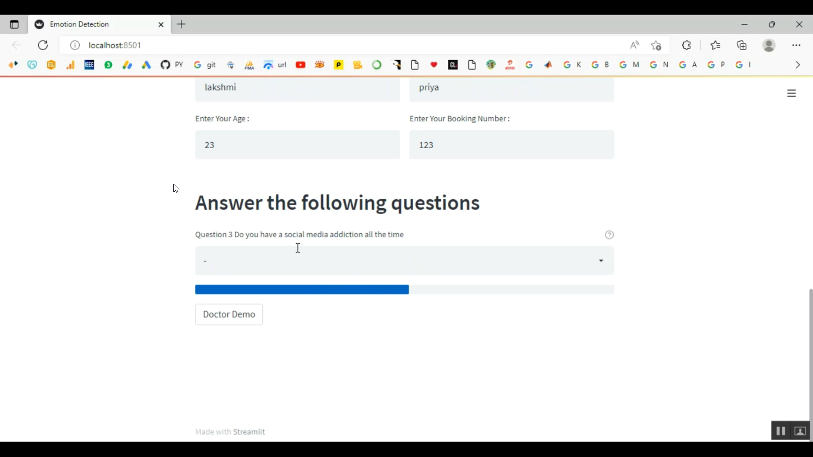 Emotion Detection using Answering Question in Python Projects
