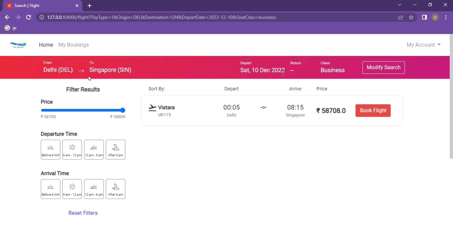 Airline Management System in Django Python