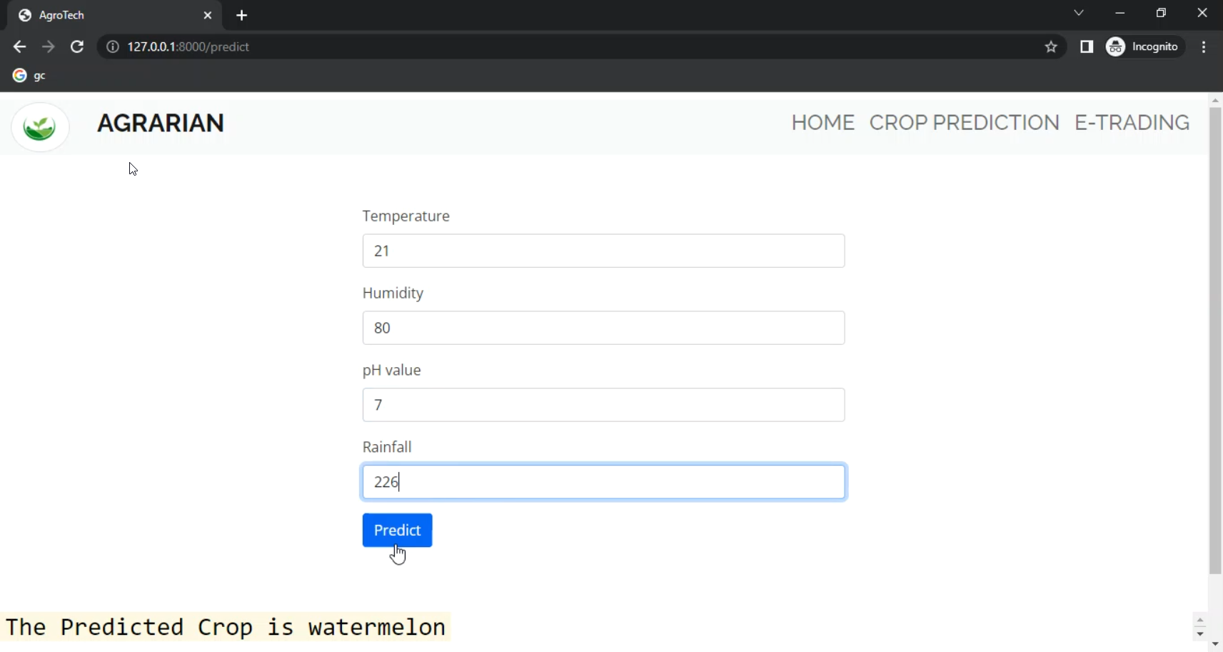 Crop Prediction System in Django Python
