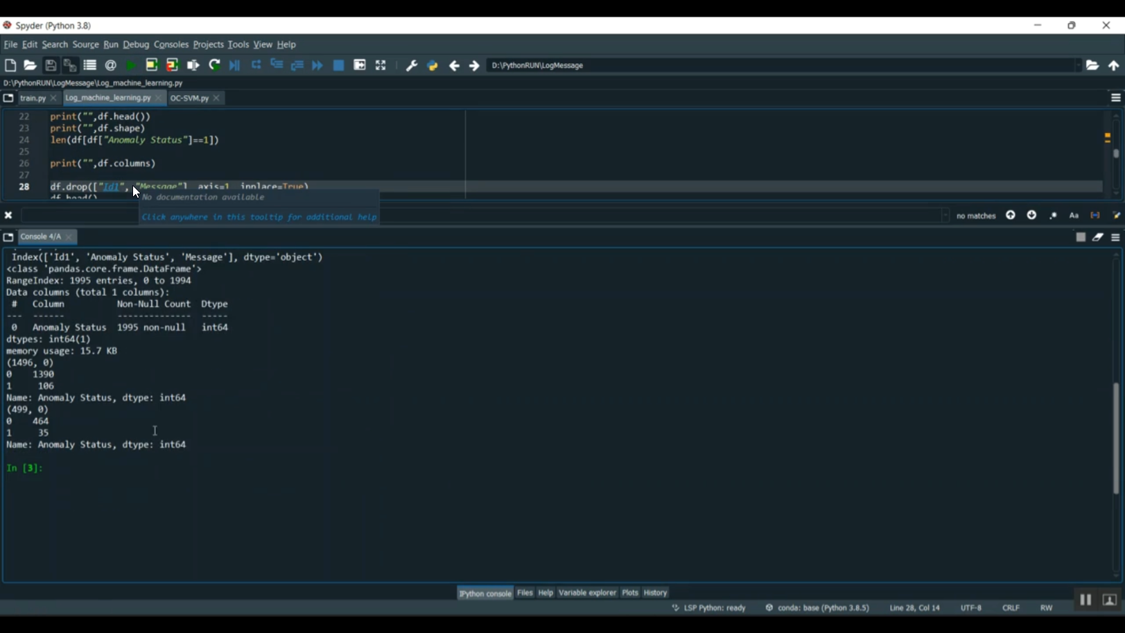 Log Message Train Classification in Python Projects