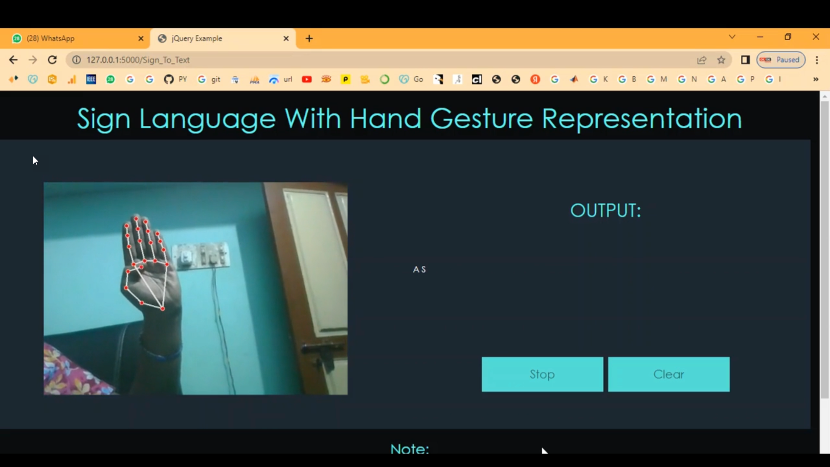 Sign Language Hand Gestures using Live Camera in Python Projects