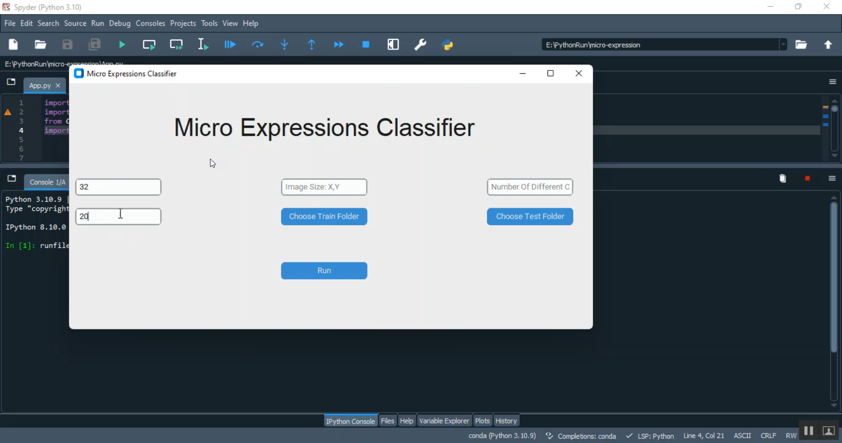 Micro Data Based expression Prediction TKinter in Python Projects