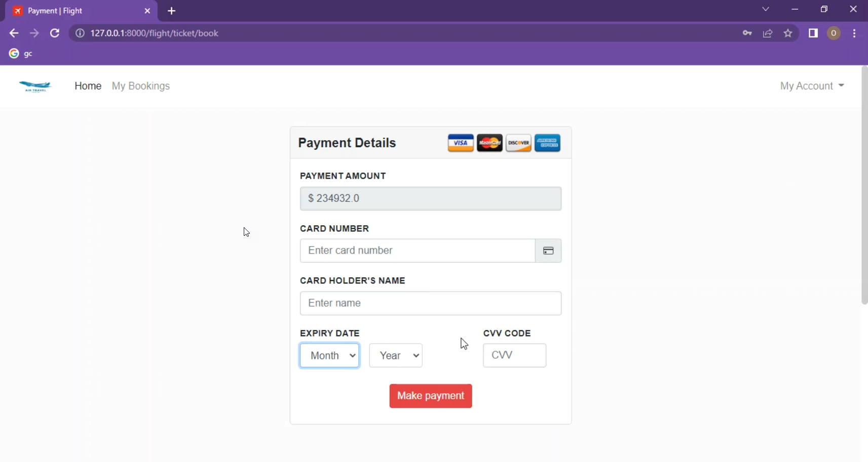 Airline Management System in Django Python