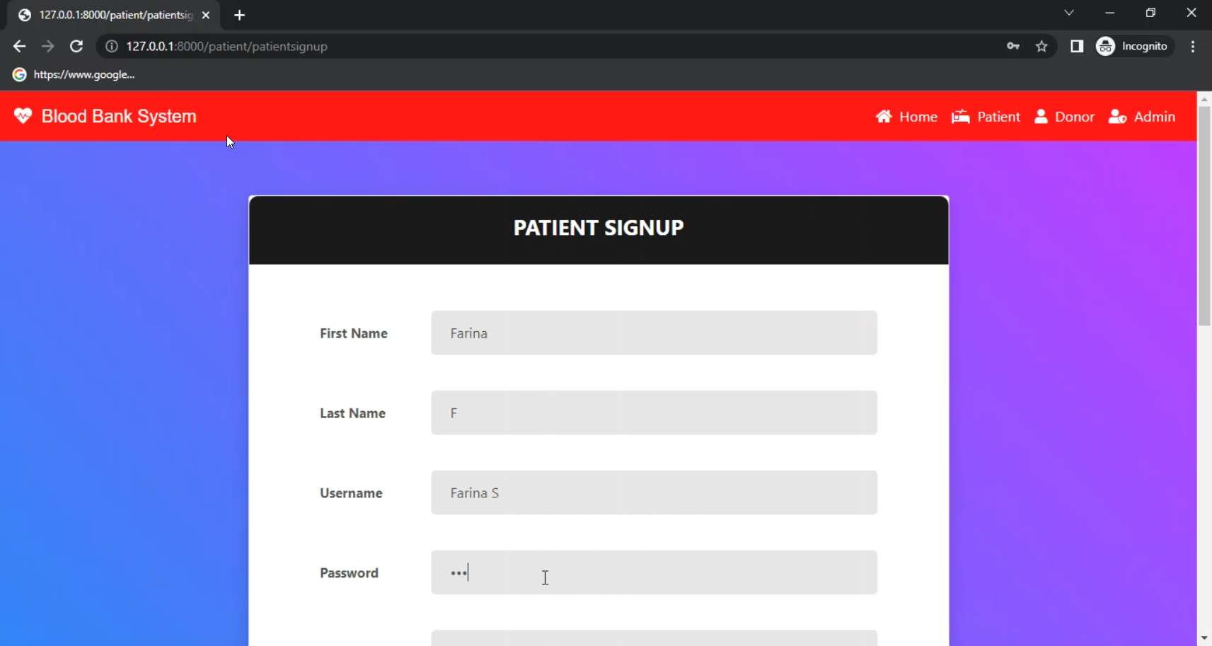 Blood Bank Management System in Django Python