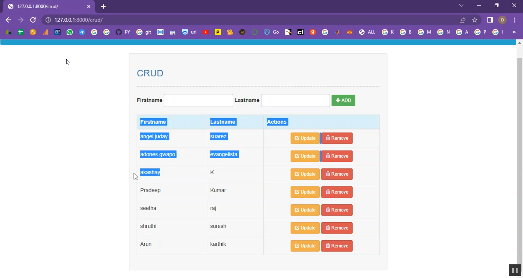 Create Read Update Delete App in Django Python