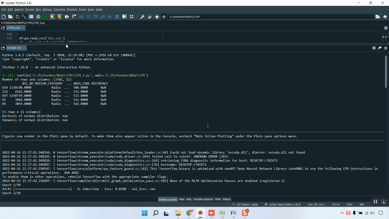 LSTM Offloading Train in Python Projects