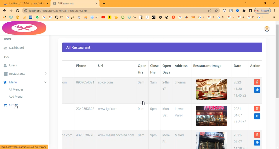 Online Restaurant Management System in PHP Application Projects