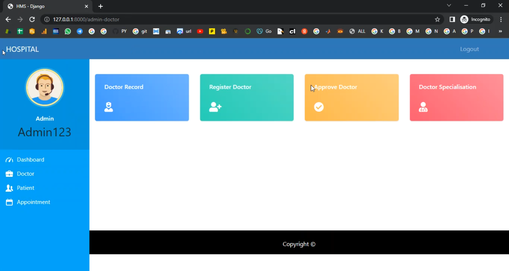 Patient Appointment Doctor Allocation System in Django Python