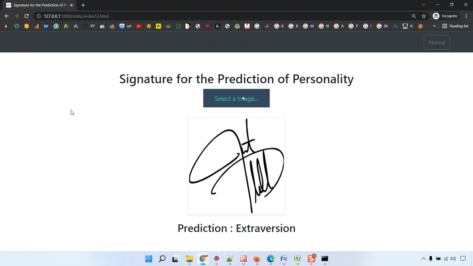 Signature base Personality Detection CNN Train Flask in Python Projects