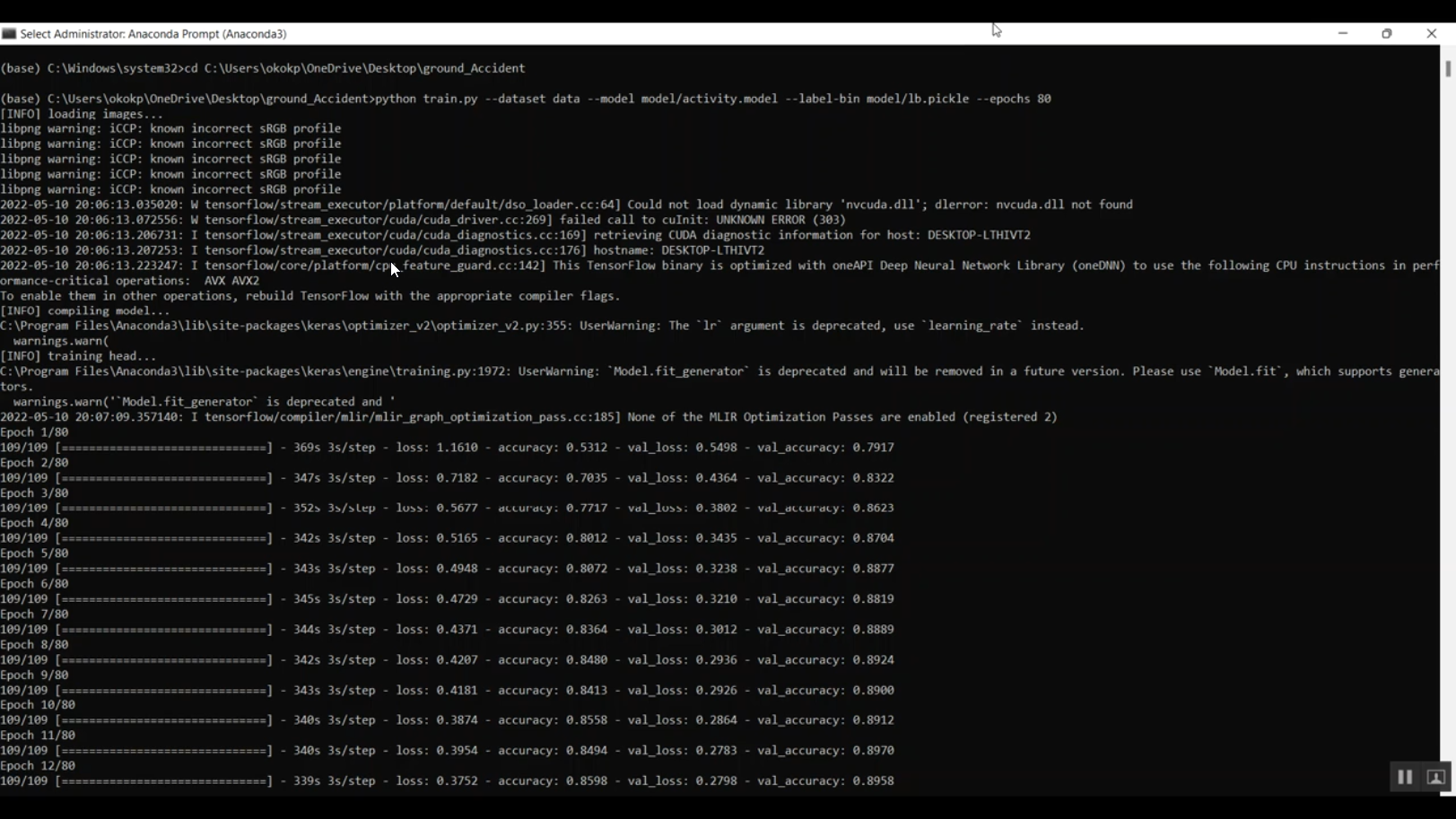 Tunnel Accident Detection CNN Train Video Based Analyzer in Python Projects