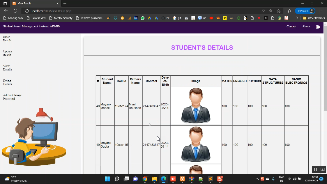 Student Management System in PHP Application Projects
